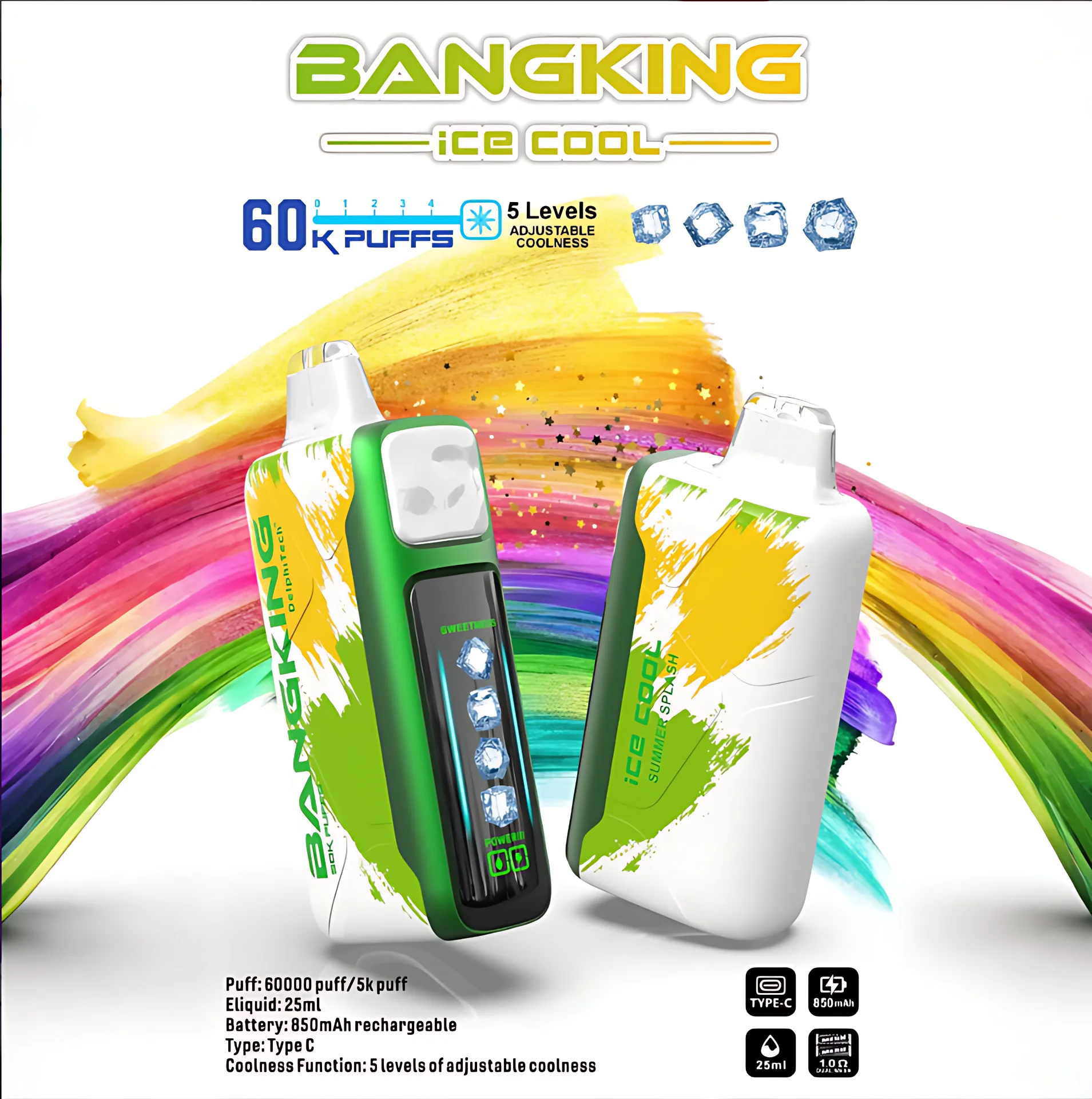 Bang King Ice Cool 60000 Puffs 韓版極致冰感拋棄式電子煙 Banner 展示